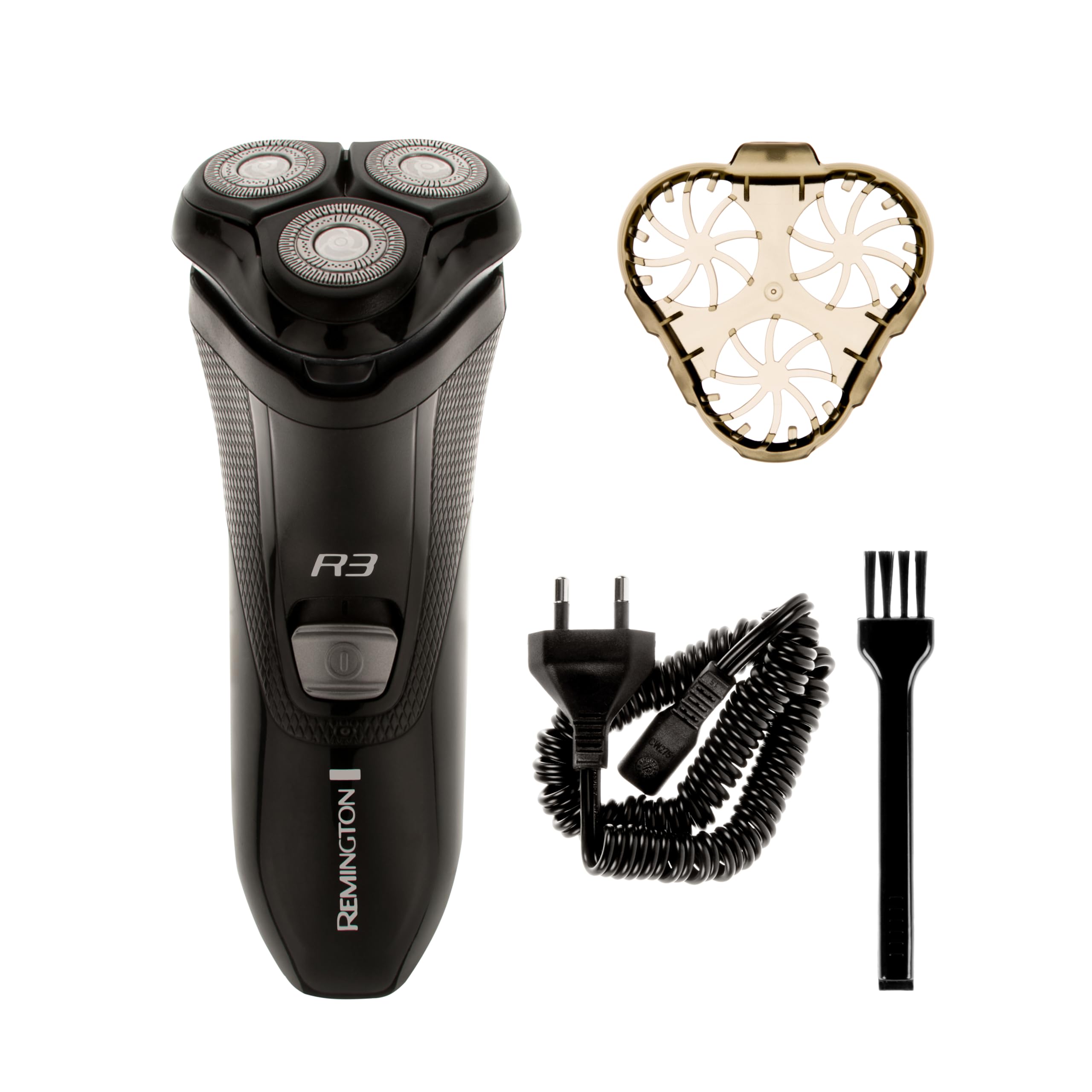 Remington Rasoir Électrique [Rasage à Sec] R3 (Utilisation sur Secteur, Têtes Rotatives 360°, Tondeuse Précision Rétractable Comforttrim + Guide Coupe de Barbe de 3 Jours, Ergonomique) Tondeuse R3002