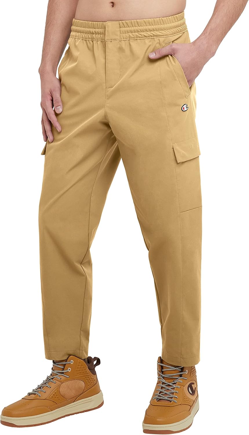 Champion Men's Pants, Flex, Woven Stretch Athletic Pants, Men's Cargo Pants, 27.5"