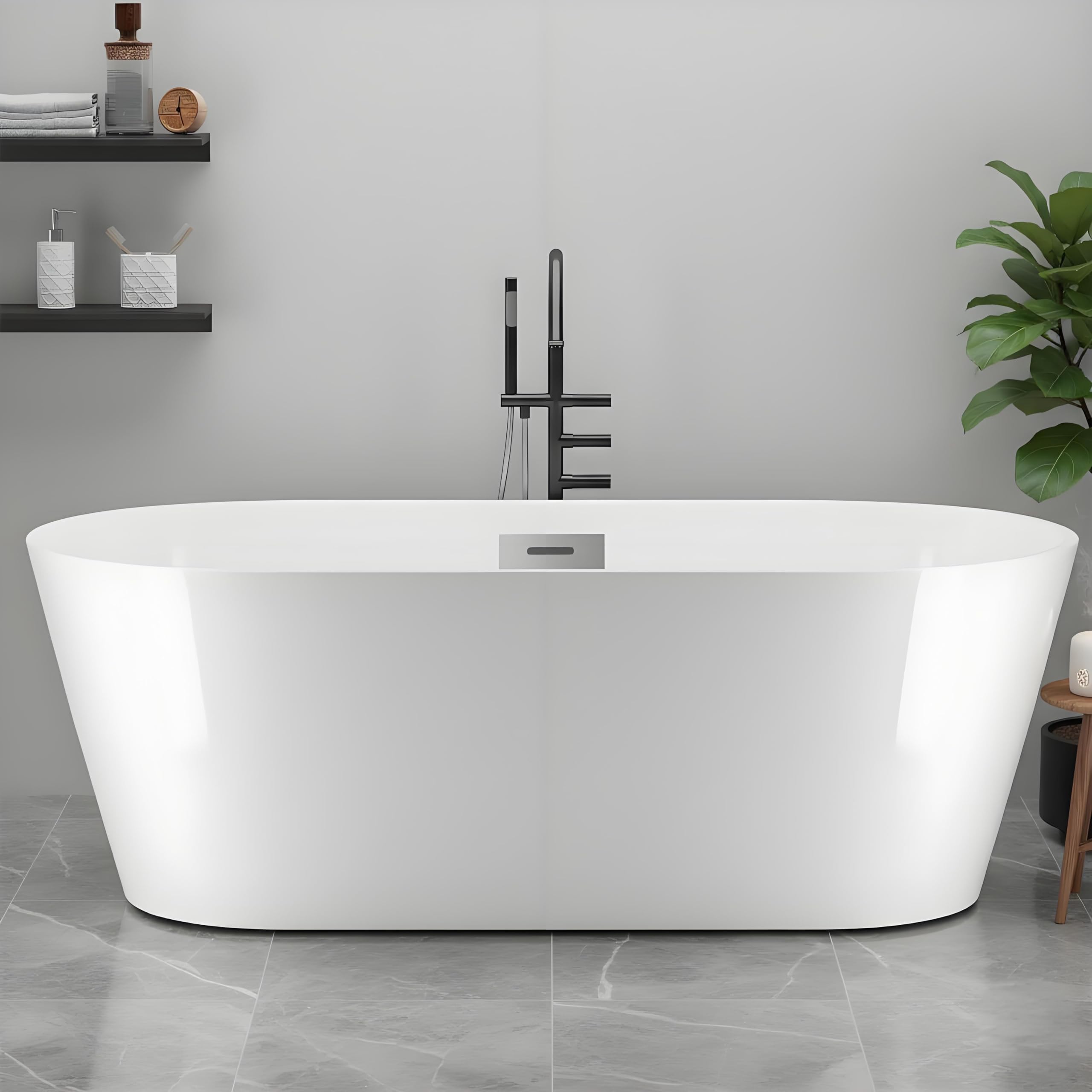 GarveeLife Freestanding Bathtubs 67 inch Acrylic Free Standing Soaking Tub with Integrated Overflow,Freestanding Bathtub Free Standing Tub for Bathroom Remodel, Comfortable Soaking Tub for Home Spa