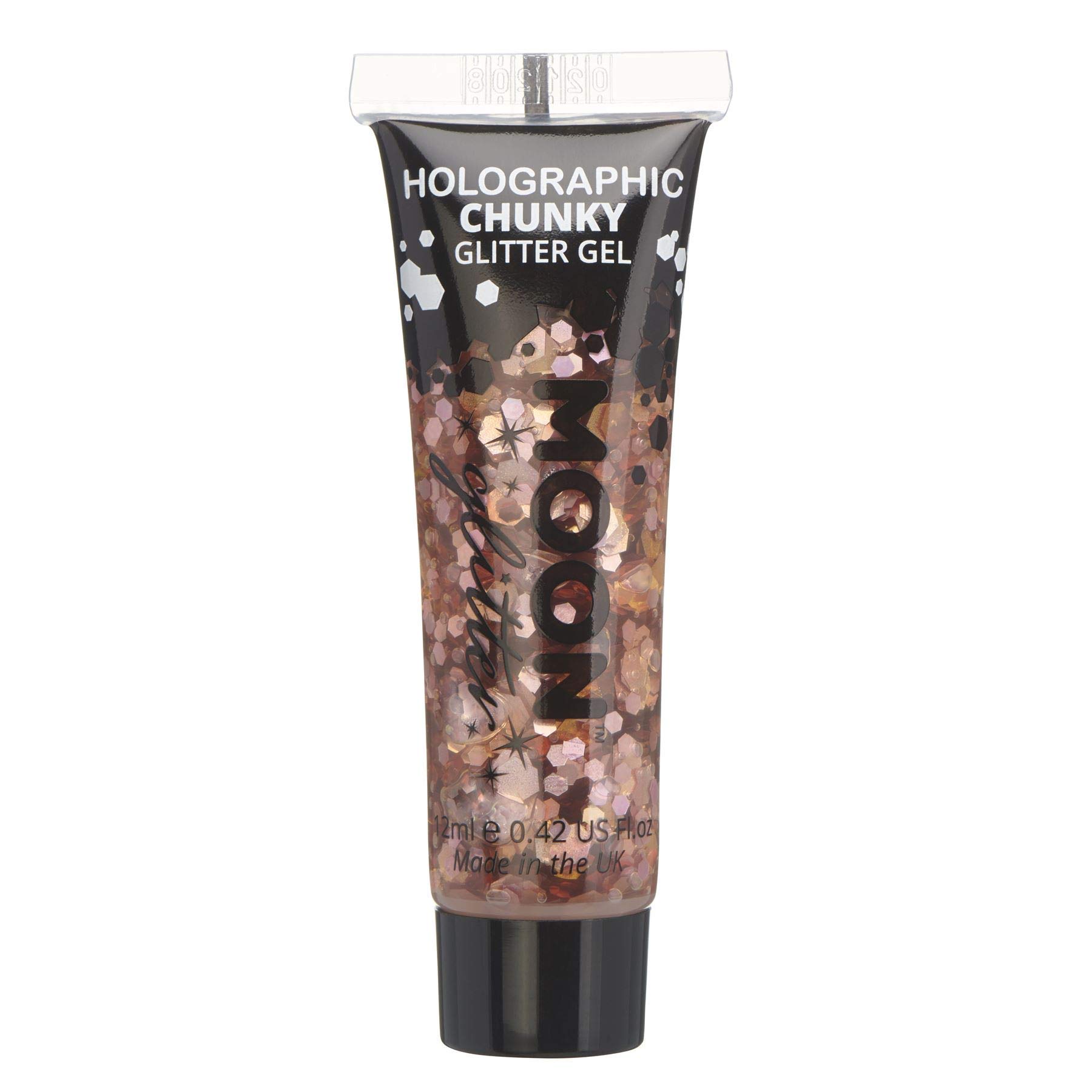Holographic Chunky Face & Body Glitter Gel by Moon Glitter - 12ml - Rose Gold - Glitter Face Paint