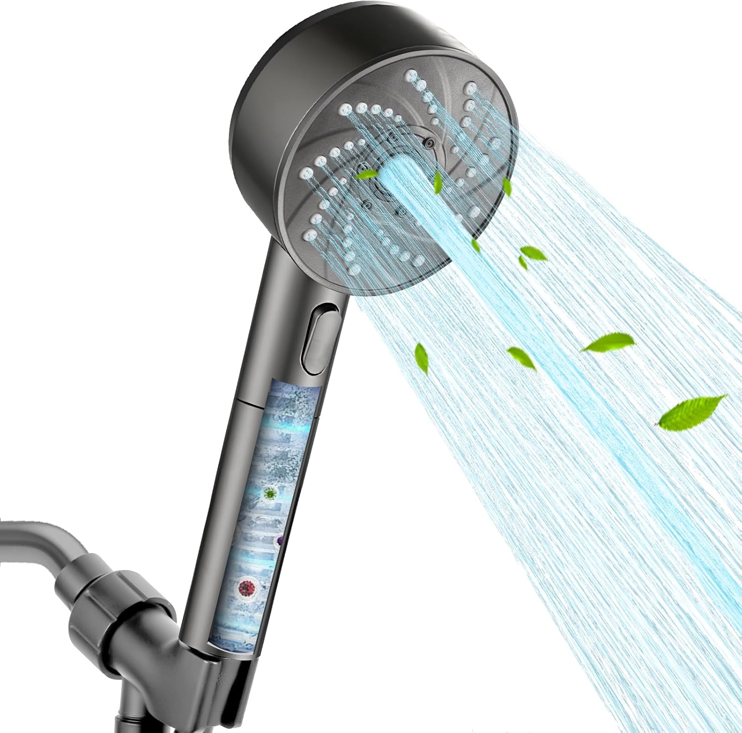 Luxsego Filtered Shower Head with Handheld Reduces Itchy Skin & Dry Hair, High Pressure Showerhead with 3 PP Cotton Filters for Hard Water, Rv Shower Sprayer Set with Anti-clog Nozzles, Hose, Bracket