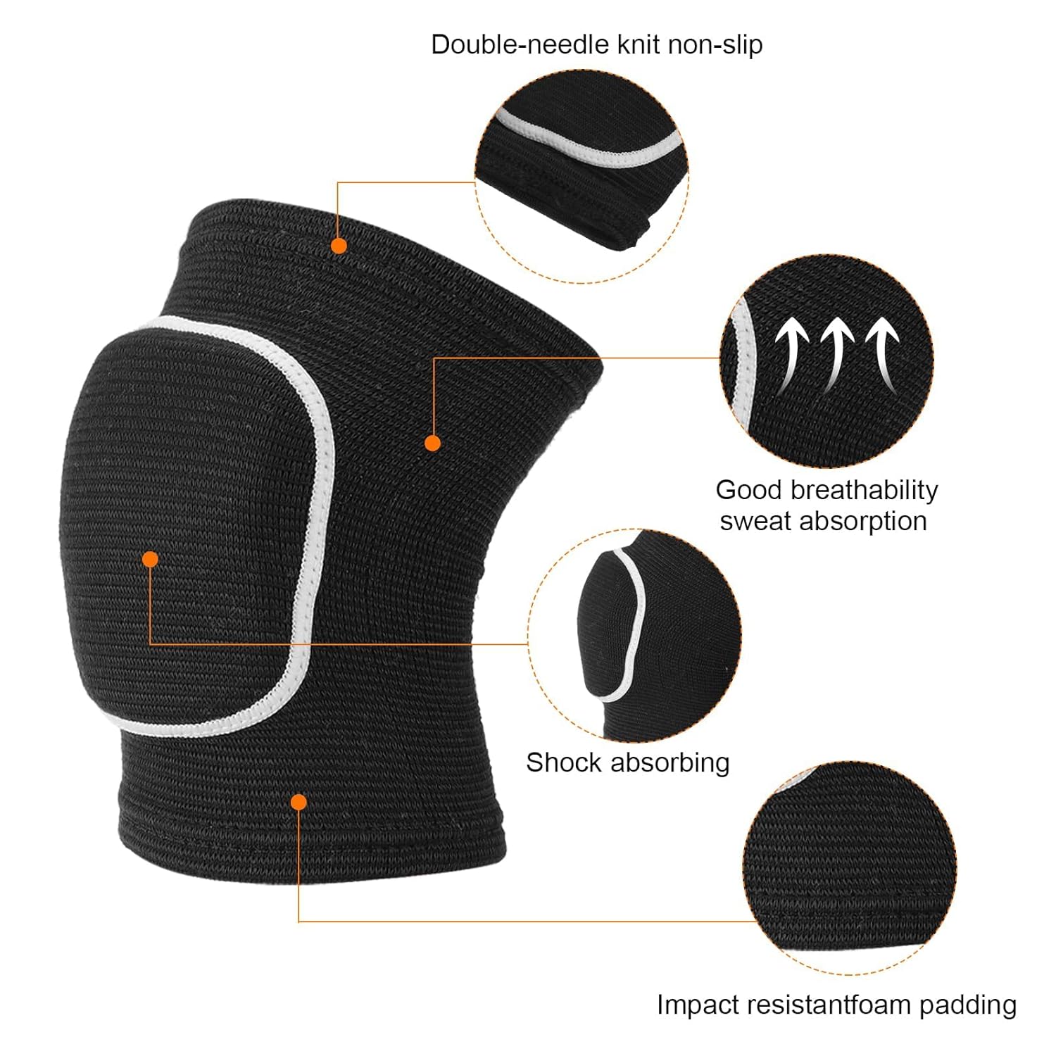 PATIKIL M Protective Knee Pads, 6 Pairs Sponge Volleyball Knee Pads Breathable Dance Knee Pads Brace for Women Men Football Basketball Workout, Black White