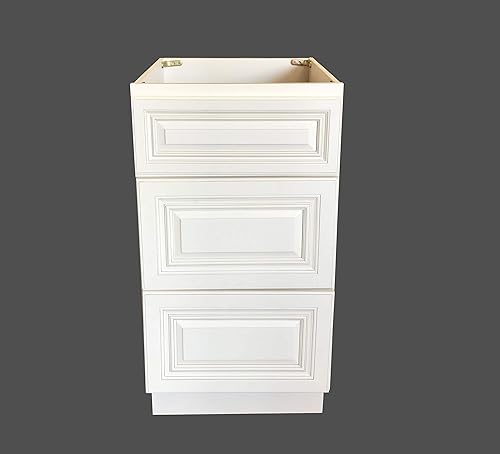 Miniatura 5 de 12 pulgadas de ancho x 21 pulgadas de profundidad - 3 cajones de color blanco antiguo mueble de tocador de baño de madera maciza AW-VDB1221