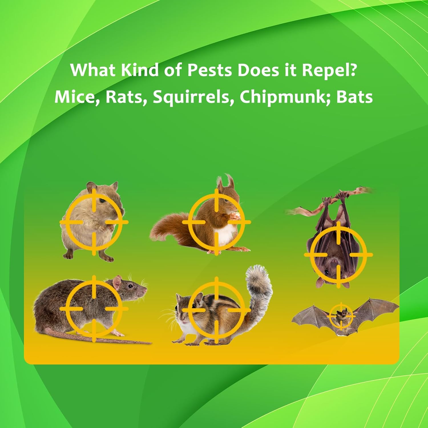 Mice Rat Repellent for House Rodent Squirrel Repellent Ultrasonic Mouse Deterrent Device Bat Removal Attic Garage Basement Crawlspace Indoors(Green)