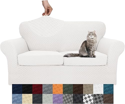 Miniatura 15 de YEMYHOM Últimas Fundas de Sofá a Cuadros de 4 Piezas para Sofá de 3 Cojines Extra Grande de Alta Elasticidad Engrosada Funda de Sofá para Perros