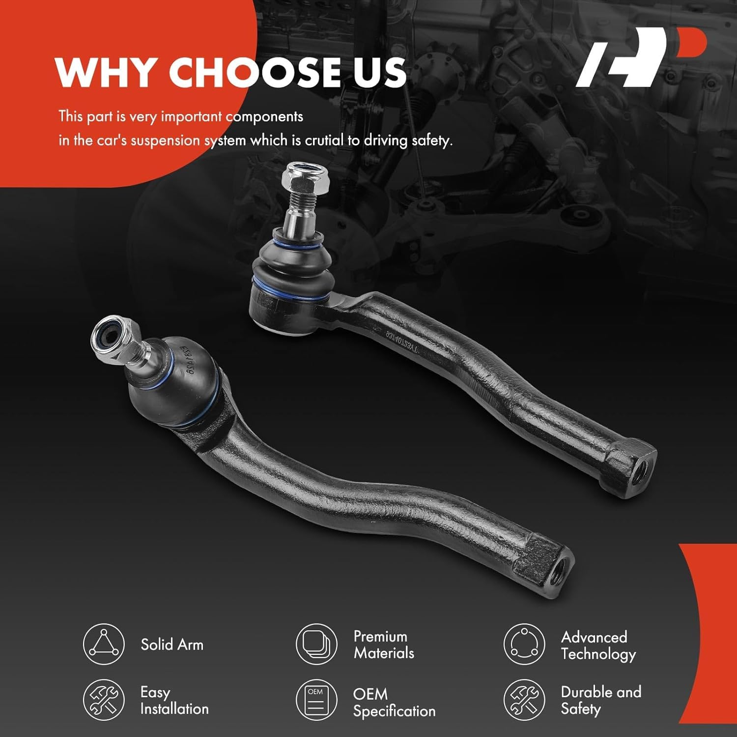 A-Premium 2 x Front Outer Tie Rod Ends, Compatible with Chevrolet Aveo 2004-2011, Aveo5 2006-2011, Suzuki Swift+ 2004-2010, Pontiac G3 2009-2010, G3 Wave 2009, Wave 2005-2008, Wave5 2005-2007