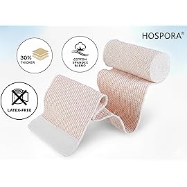 Hospora Thick Latex-Free Compression Cotton Elastic Bandage (6 inches, 5 Rolls)