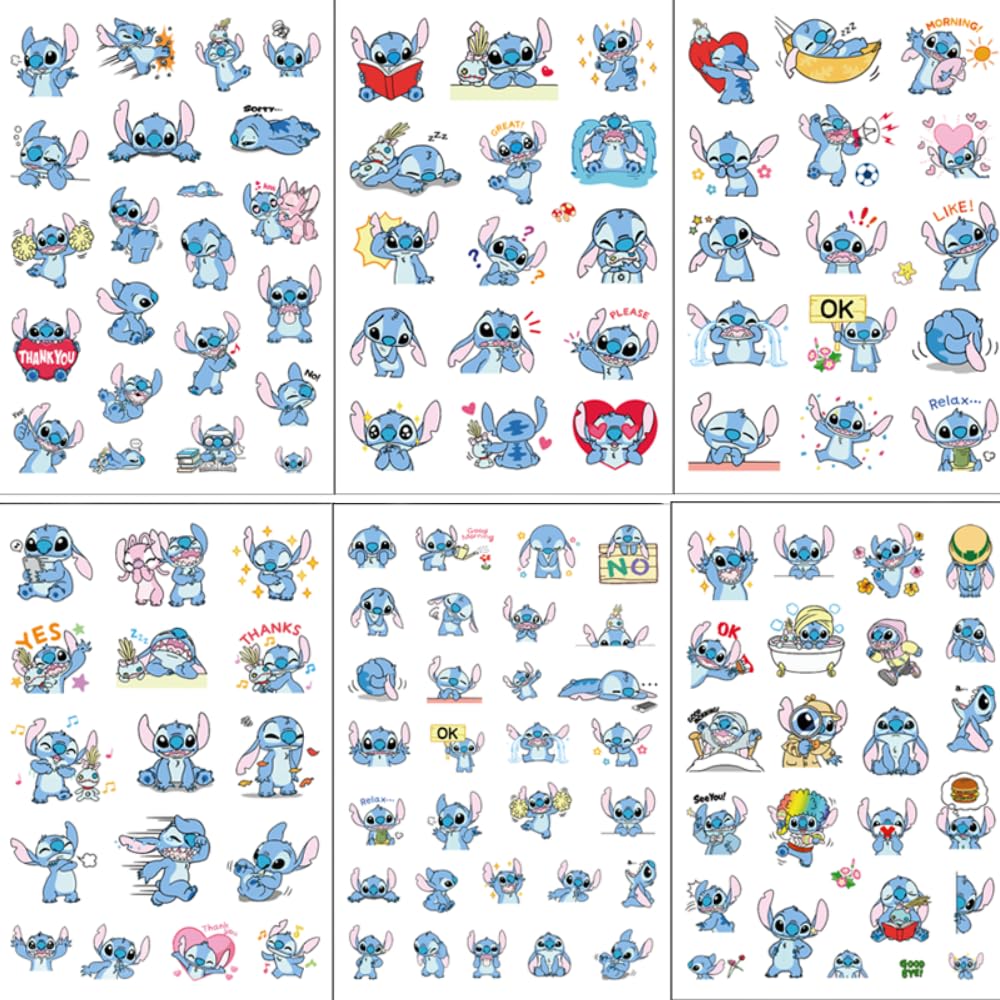 FEIFEI'S BOW120pcs 6 Sheets Kids Toddlers Stch Stickers Party Bag Fillers Boys Girls Teachers as Reward Craft Scrapbooking in Box Gift Set (Stch)