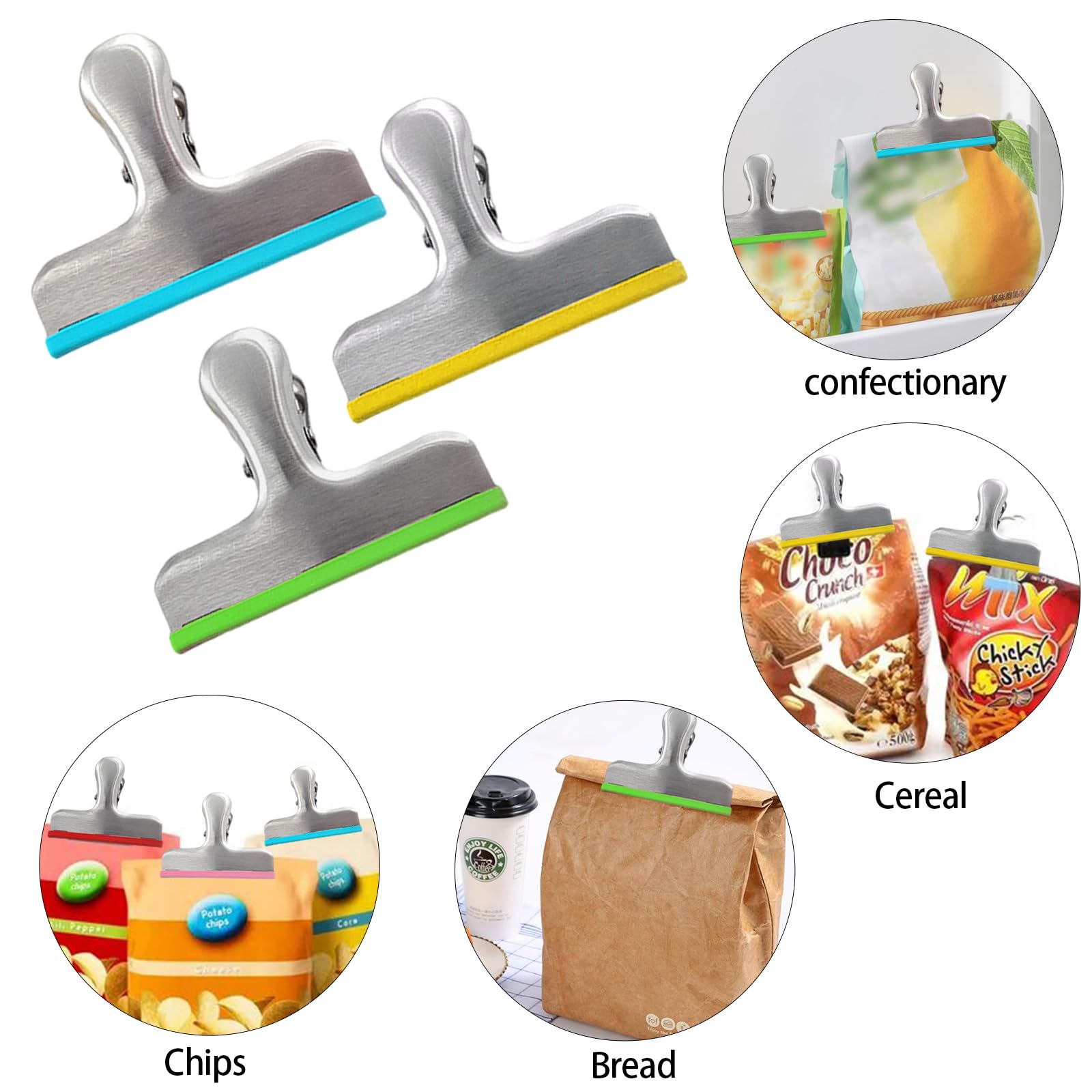 Hitopin 15 Pezzi Clip per Chiudere Sacchetti in Acciaio Inossidabile, Mollette per Chiudere Sacchetti, Pinze Chiudi Sacchetti in Metallo per Cibo, Clip per Chiudere Sacchetti in Cucina, per Alimenti