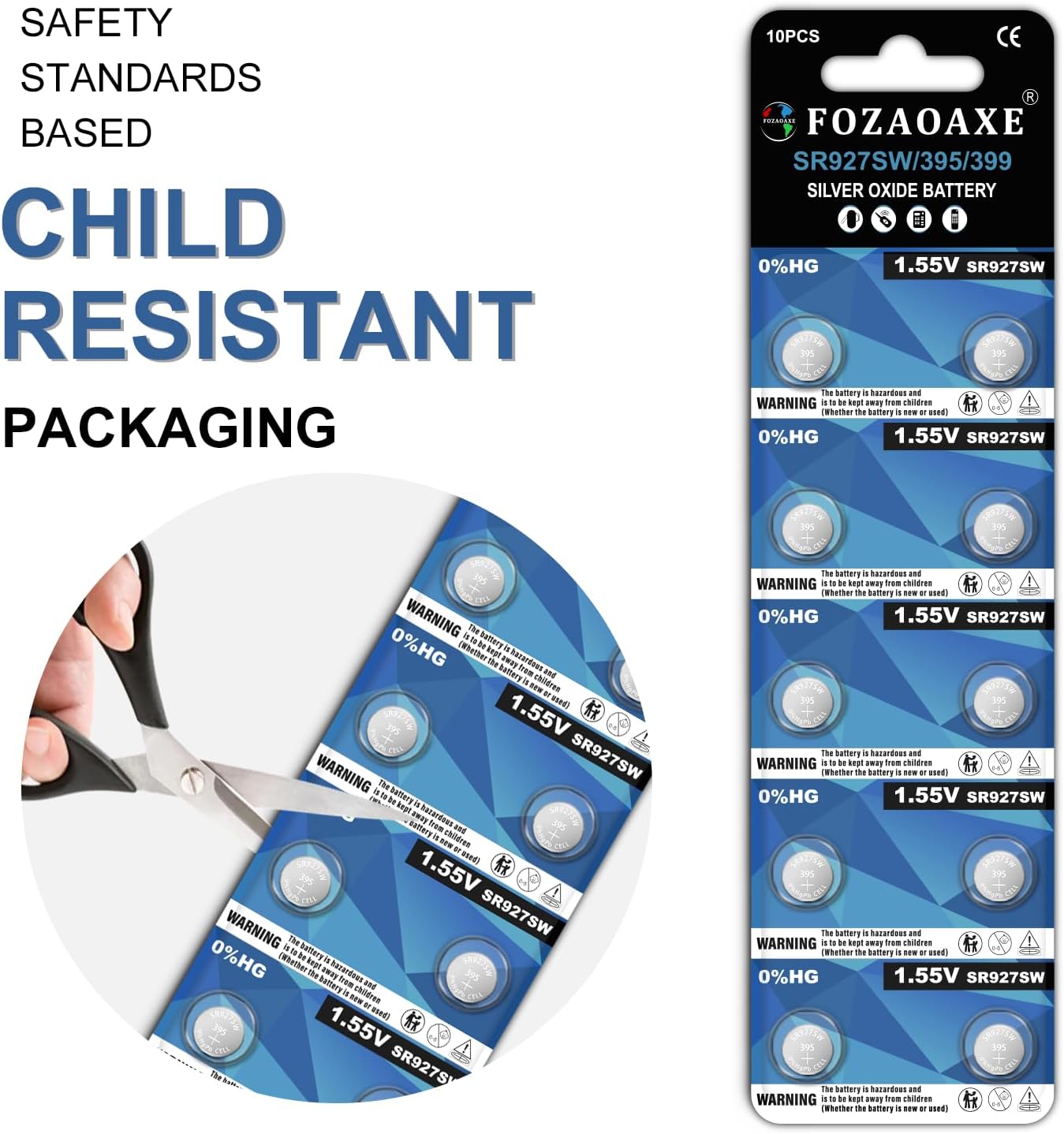 SR927SW Watch Battery 20 Pack, 395 Watch Batteries, Long-Lasting & Leak-Proof 399 SR927W 395/399 AG7 LR927 Silver Oxide Button Coin Cell Battery