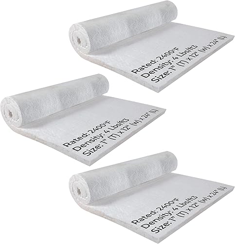 Miniatura 8 de SIMOND STORE Manta aislante de fibra de cerámica, densidad 4# 2400F, 1 "x 12" x 24 pulgadas, aislamiento ignífugo para chimenea, forja, horno,