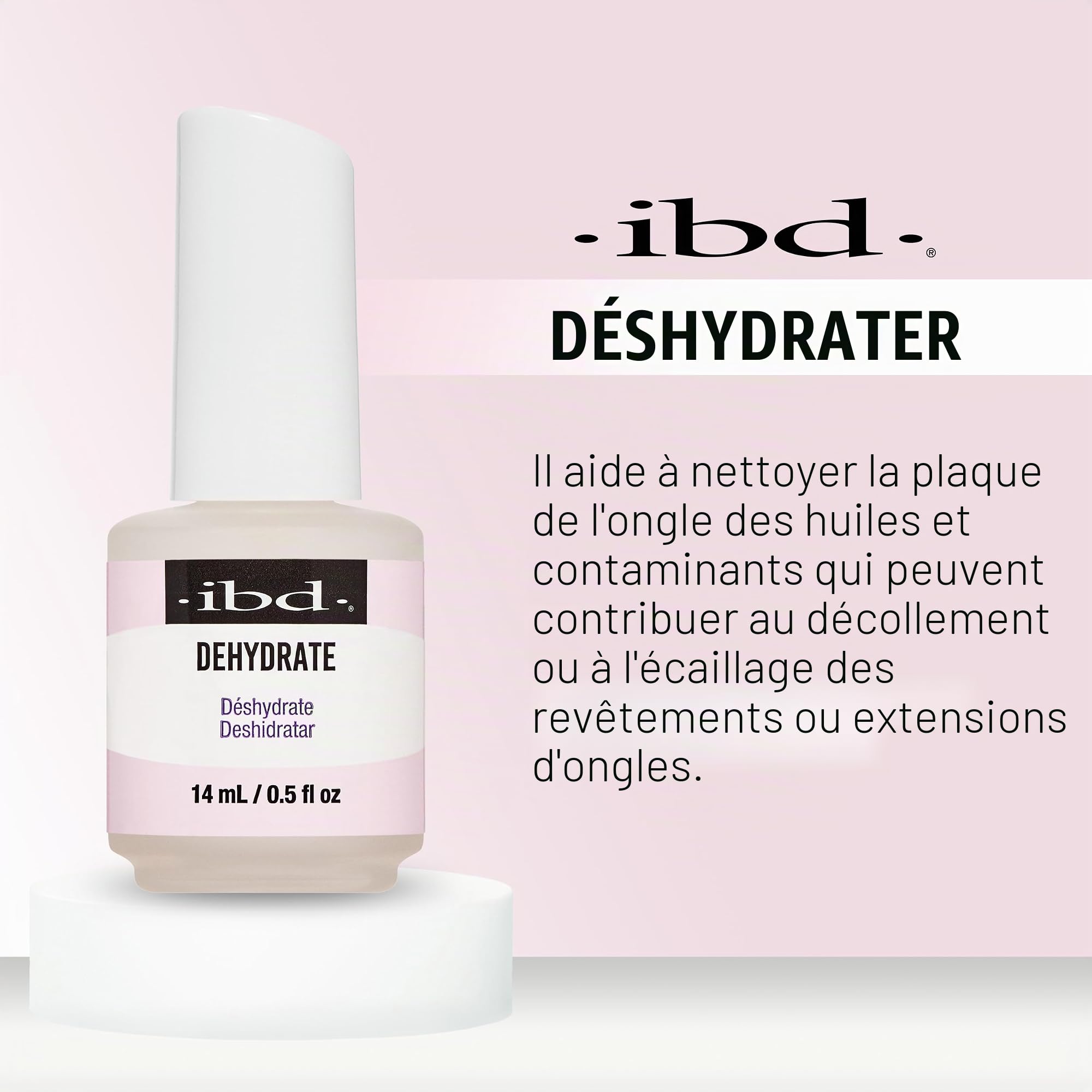 IBD Dehydrate, paquet de 1 (1 x 14 ml) - MADE IN USA - Dégraissant premium sans acide - Déshydrateur d'ongles pour le nettoyage de la plaque à ongles
