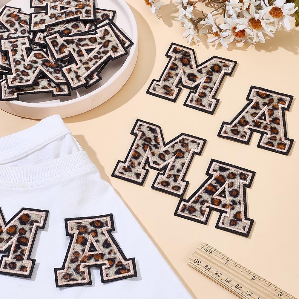 PLIGREAT 16 Pcs Leopard Print Mama Alphabet Patches, 2.55x2.4 Inch Iron On Patches Sew On Alphabet Patch for Backpacks Bags Hats Jeans Clothing Gift for Mother DIY Craft Accessories, 4 Sets image 4