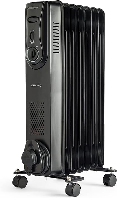 VonHaus Oil Filled Radiator 7 Fin, Electric Heater for Home Office, Oil Radiator Warms Any Room Quickly & Efficiently, Thermostatically Controlled 1.5kw Oil Heater for Maximum Warmth, 2 Year Warranty
