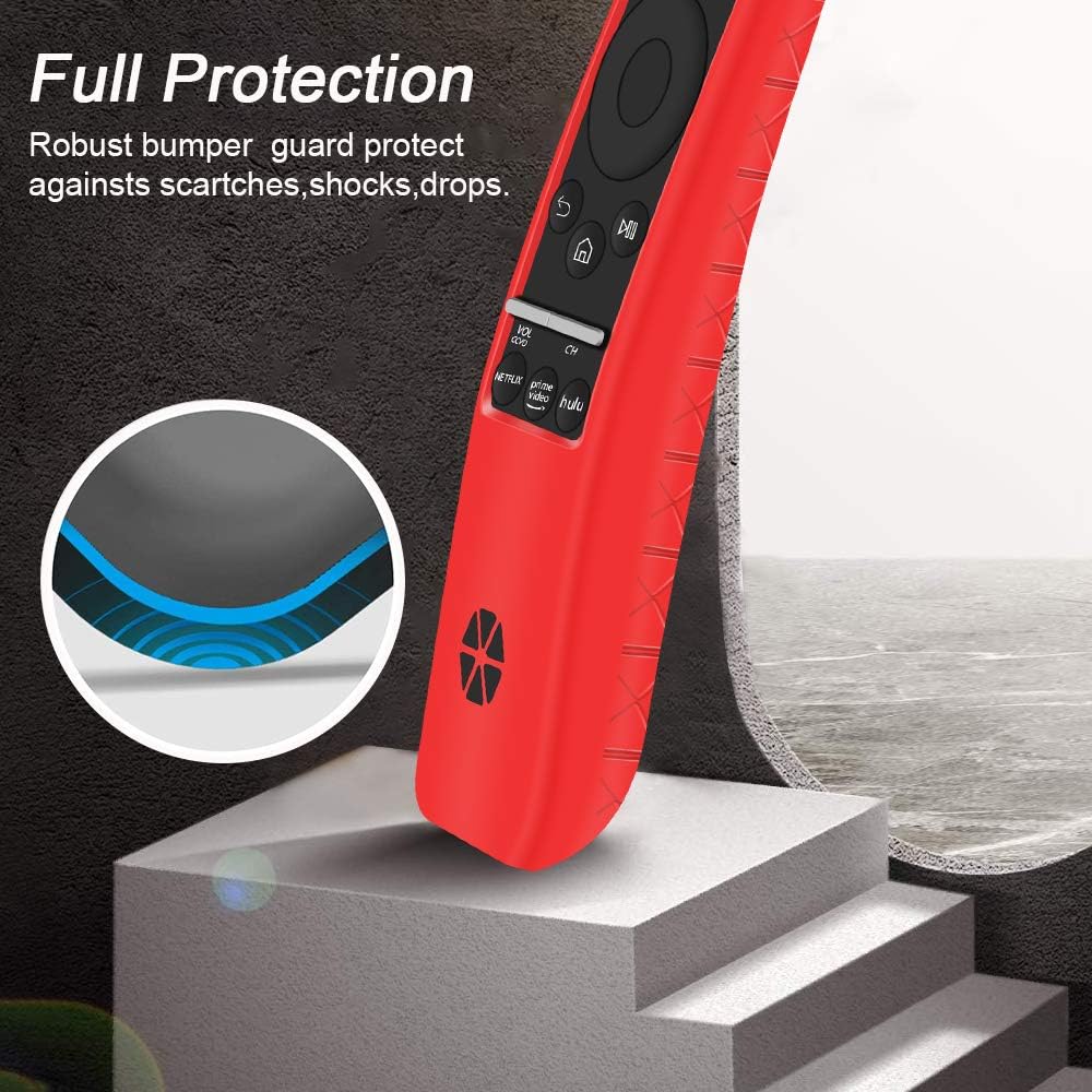 Protective Case Covers for Samsung Class Crystal 4K UHD HDR Smart TV Remote Controller of BN59 Series,[Thicken Layer] Shockproof Samsung Remote Battery Back Cover Skin Holder Sleeve Protector-Red