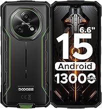 DOOGEE Fire 5 - Teléfono resistente desbloqueado, 13000 mAh Android 15 Dual Sim, 6.6 pulgadas HD+90Hz Teléfono impermeable 12 GB+64 GB, 2 TB Expand, NFC, Face ID, OTG, carga inversa Smartphone