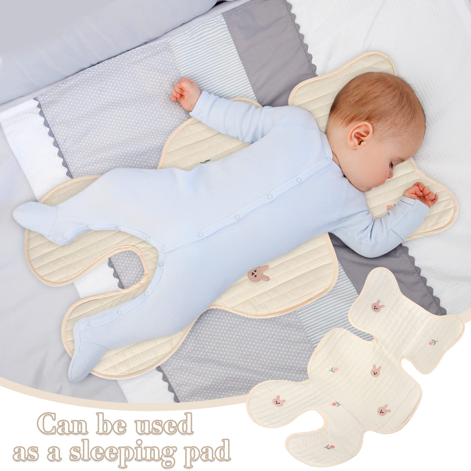 LUFEIS Coussin Poussette, Coussin de Siège Poussette, Siege Poussette Universelle, Coussin Voiture Bebe, Bébé Housse d’Été Anti-Transpiration pour Poussette, Coussin Bébe pour l'Été, Respirant - Lapin