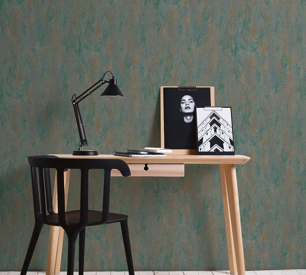 A.S. Creation Plain Wallpaper Trendwall 2 Non-Woven Wallpaper 10.05 m x 0.53 m Green Bronze Brown Made in Germany 326512 32651-2