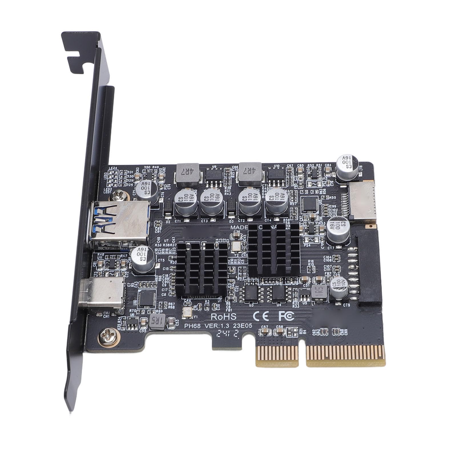 Yosoo Health Gear Scheda di Espansione PCIe A USB 3.2 PCB Scheda di Espansione USB PCI Express 3.0 10 Gbps con A Tipo C Tipo E 19 Pin 20 Pin per Aggiornamento PC Desktop Ed del Pannello Frontale