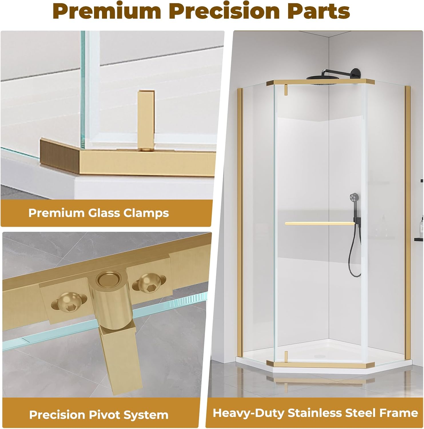 Installed neo-angle shower enclosure