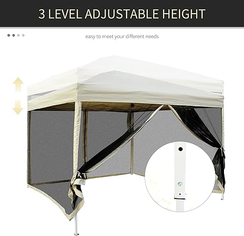 Miniatura 6 de Tienda de toldo emergente con paredes laterales de malla 10 x 10 pies de Outsunny