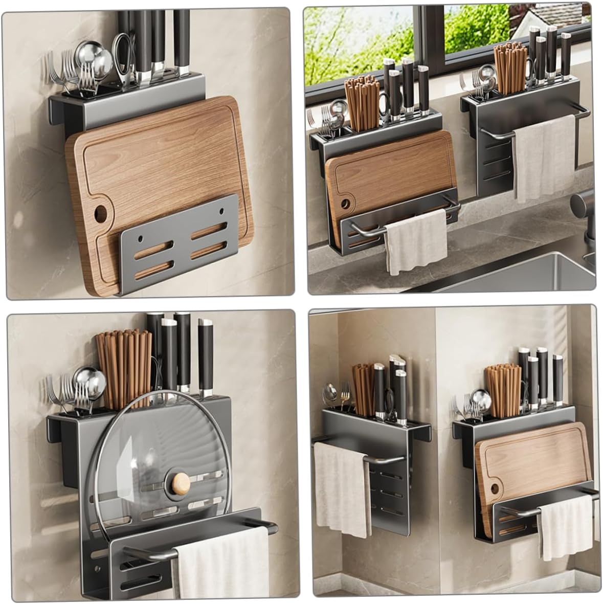 Chopsticks Holder Wall Kitchen Utensil Rack Cutting Board Holder Sturdy Daily Use