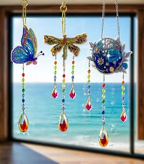3pcs Diamond Painting Kits for Adults Beginners | Butterfly and Hummingbird DIY Diamond Art Canvas Set, Colorful Gem Painting Craft Kit for Home Wall Decor Gift