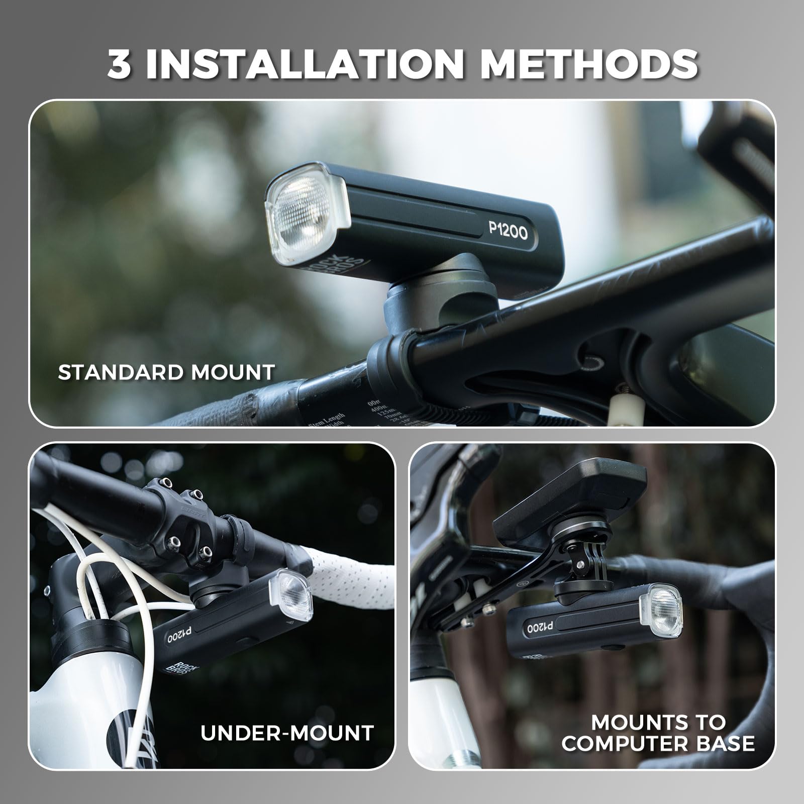 ROCKBROS Road to Sky Lampe Vélo Avant, Lumière Avant Anti-Éblouissement, Rechargeable USB-C Étanche IPX6, avec 6 Modes 120°Rotatif pour Cyclistes Urbains, Cyclisme Nocturne Sécurité