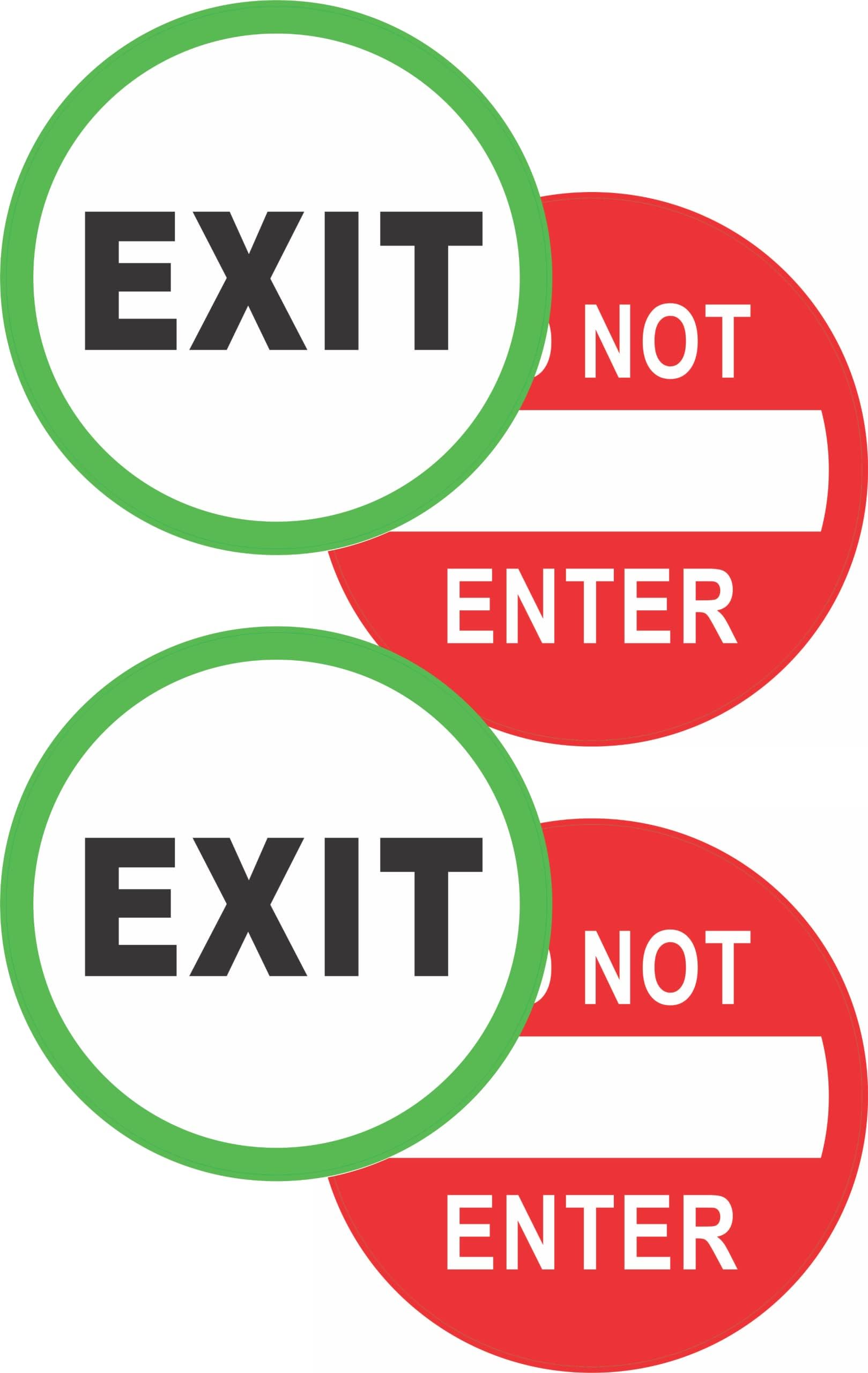 4 pcs Round EXIT and DO NOT ENTER Vinyl Door Decals, 5-inch - Weatherproof Stickers - Glass Entry Labels Automatic Door Business Office Retail Store Signs Entrance