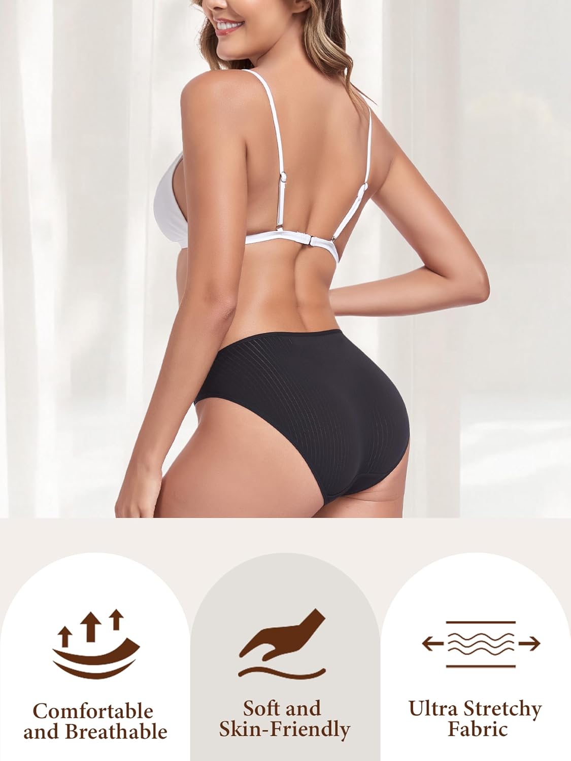 COLORFULLEAF Womens String Bikini Underwear Soft Modal Hipster Panty Sexy High Cut Cheeky Bikini Panties - Image 5