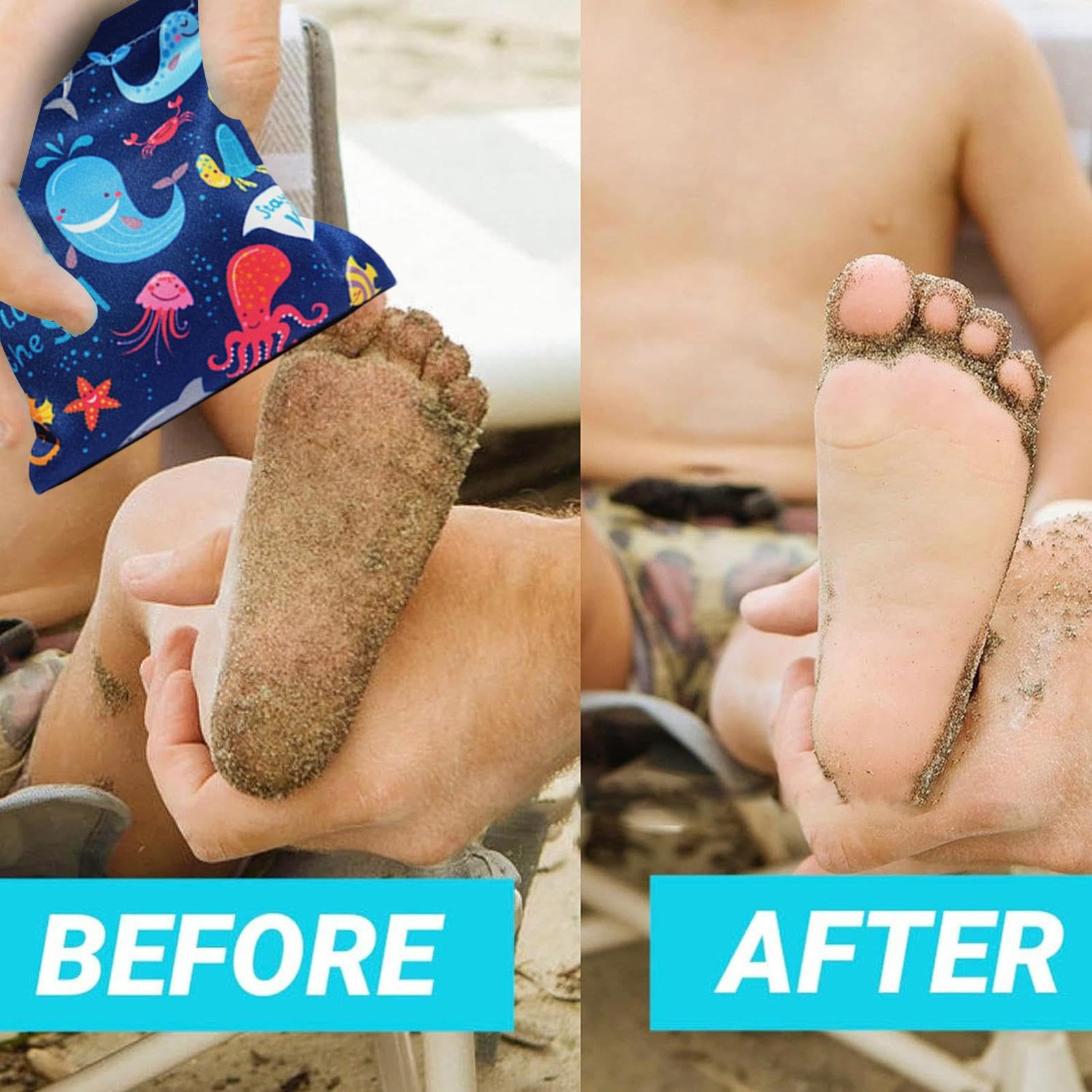 Lot De 4 Dissolvants à Sable De Plage - En Velours - Tailles Adulte Et Enfant - Pour Enlever Le Sable Sec Ou Humide - Réutilisables