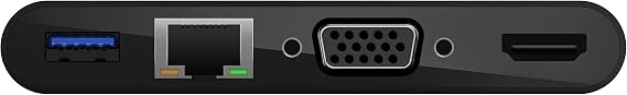 Belkin USB-C Multimedia Adapter (VGA, 4K HDMI, USB 3.0, USB-C Hub with Ethernet Port) 100W Direct Transmission Power for MacBook Pro, iPad Pro, Surface Pro, Chromebook and more