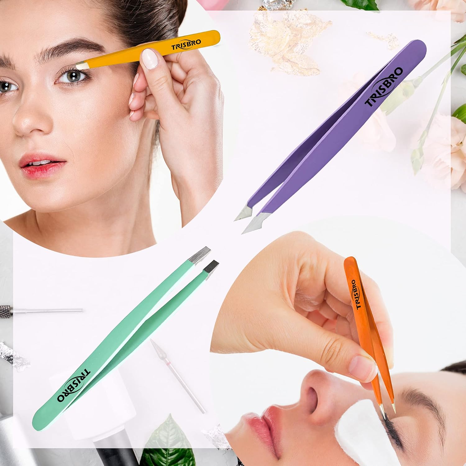 Tweezers Set - Precision Tweezers For Ingrown Hair removal, Professional Eyebrow Tweezers for women - Facial Hair and Splinter Blackhead Removal - Tweezers Set of 4. Multi Color