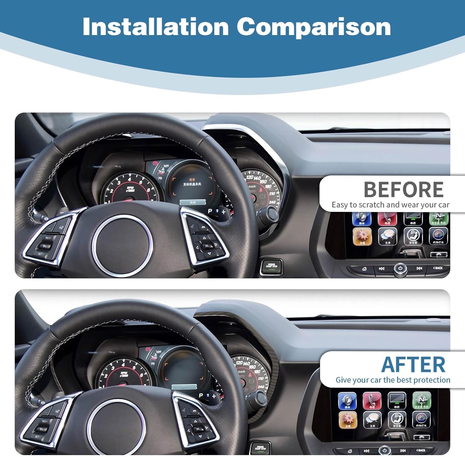 for Camaro Speedometer Frame Cover Trim for Chevrolet Camaro 2016-2024 Black Carbon Fiber Grain Interior Accessories 2pcs