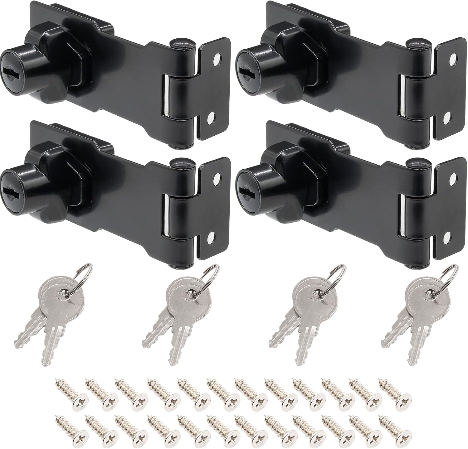 Kyuionty 4 Pcs Keyed Hasp Locks 4 Inch Twist Knob Keyed Locking Hasp