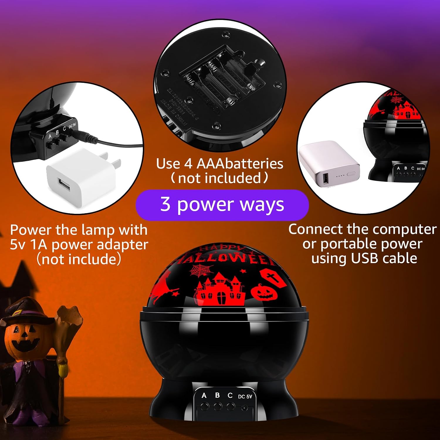Rossesay Festival Projector Lights Indoor Projection Light LED Decorative Colorful Patterns Lighting Projectors Outdoor for Party Holiday Garden Landscape Decor(Happy Halloween)