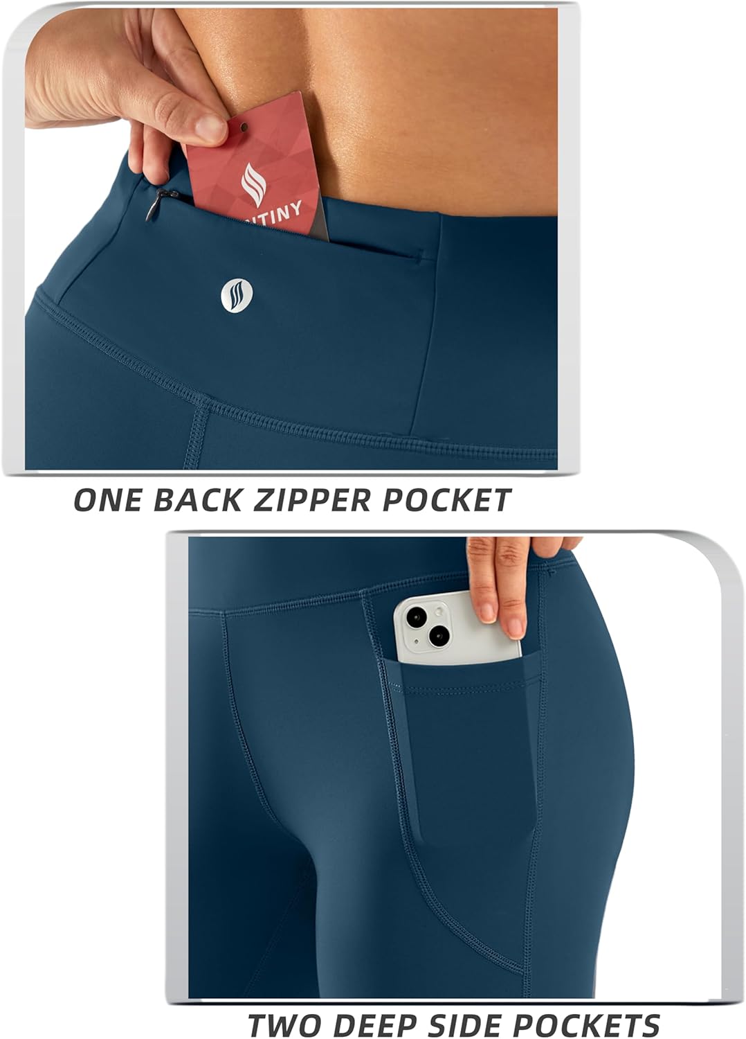 SANTINY Women's Knee Length Capri Leggings with Pockets High Waisted Workout Exercise Yoga Capris Pants for Women - Image 5