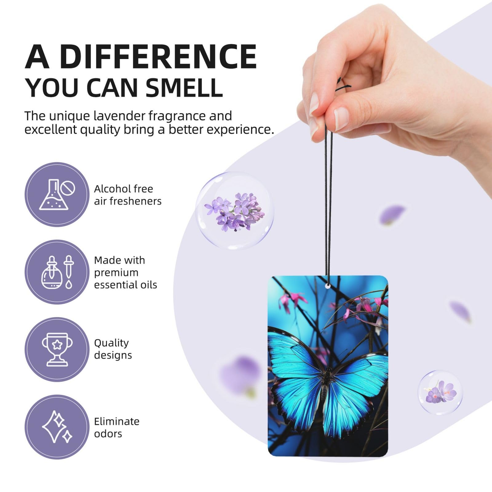 Deodorante per auto a forma di farfalle viola 10 pezzi con