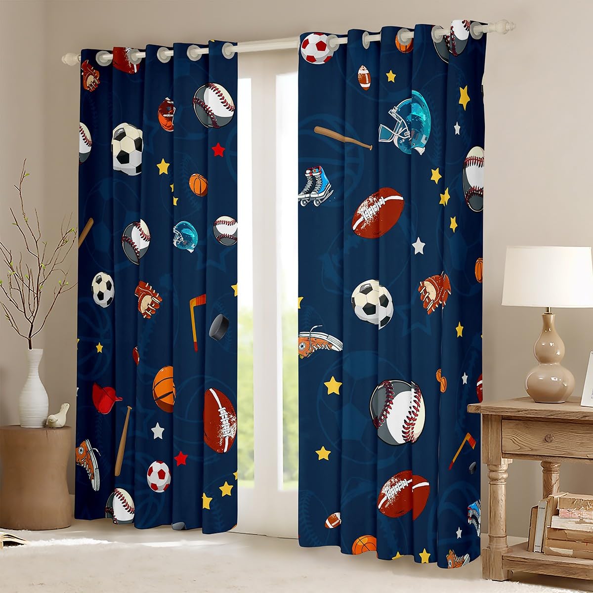 Cortinas Para Ventanas De Fútbol Conde Pelota De Fútbol Niños