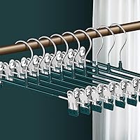 Vista 10 de Perchas para Pantalones con Clips Paquete de 10 Perchas Ajustables para Falda para Mujeres Perchas Antideslizantes para Pantalones para Jeans