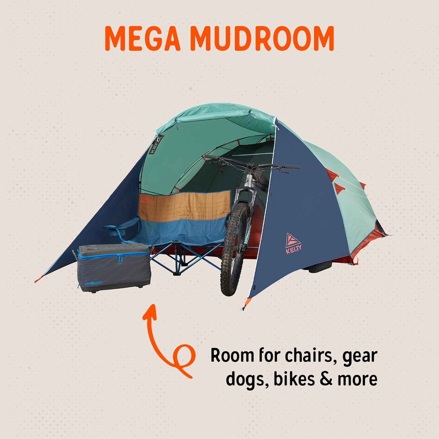 Kelty 4/6 Person Freestanding Rumpus Tent for Camping, Car Camping, Festivals and Family with Extra Large Vestibule