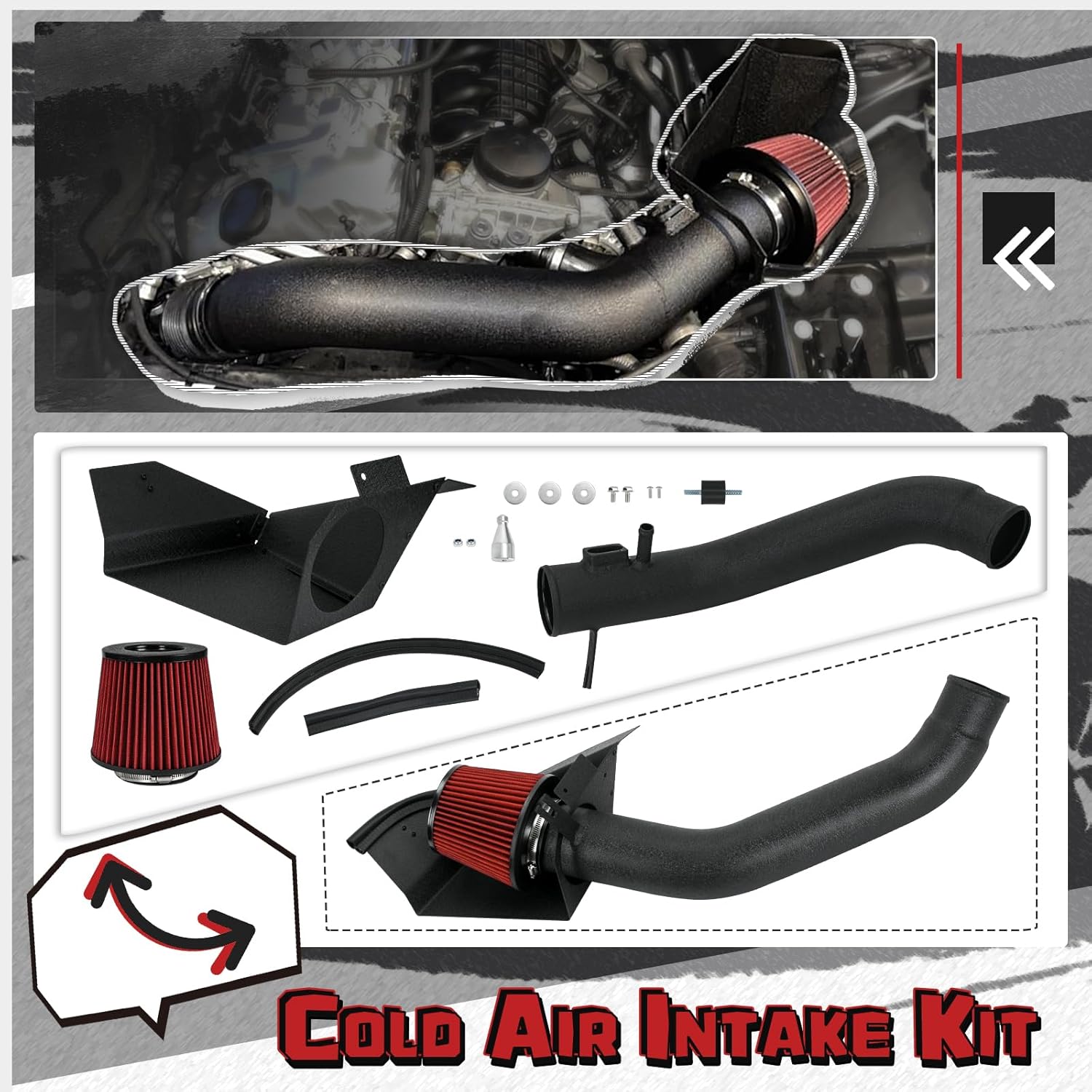 PTNHZ Aluminum Alloy Cold Air Intake Kit w/Air Filter & Heat Shield Compatible With 2012-2018 BMW 335i F30/435i F32/M235i F22/M2 F87 N55 3.0L Turbo Engine