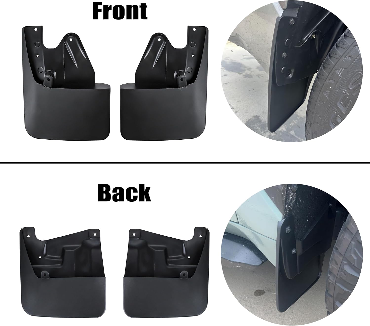 Amooca Mud Flaps Customized for Toyota Tundra 2022 2023 2024 2025 No-Drill Splash Guards Mudguards with Hardware Front & Rear Set of 4 Excludes SR Models (Black)