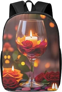 Red Wine Rose-Candle Print Travel Backpack Carry On Flight Approved-Laptop Backpack-Perfect Personal Item Travel Bag