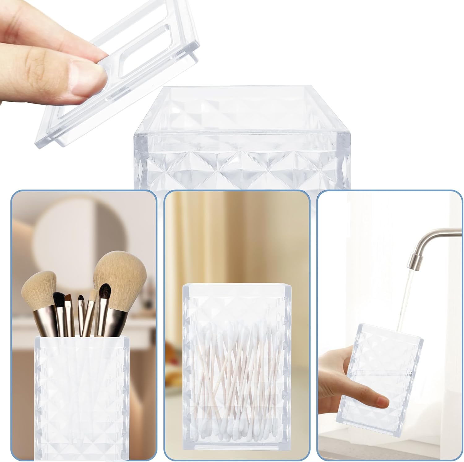 2PCS White Bathroom Accessories. Contain Soap Dispenser and Toothbrush Holder Set. Boho Bathroom Set for Blue Bathroom Décor - Image 4