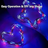 Vista 102 de Paquete de 2 guirnaldas de luces LED, funcionan con pilas, 5 m, 50 luces intermitentes, temporizador, impermeables, para habitaciones, bodas