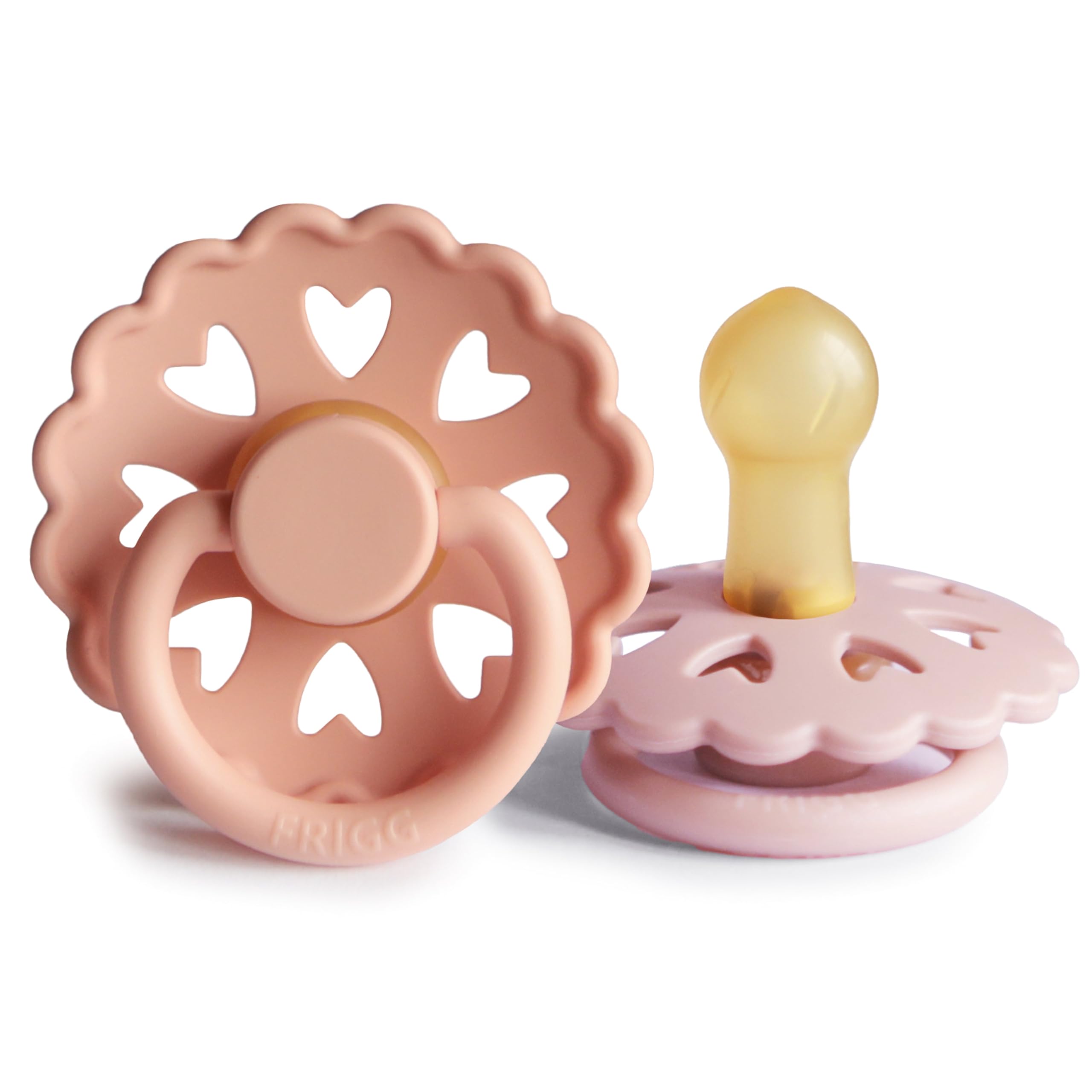 FRIGG Fairytale Chupete 2-Pack | Chupete de látex | Sin BPA | Fabricado en Dinamarca | Tetina simétrica tipo cereza | (Twilight Mauve/Primrose, Talla 1 (0-6 Meses)) — view 10