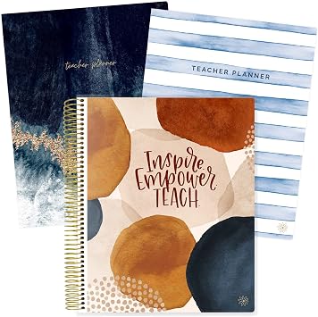 bloom daily planners Undated Academic Year Teacher Planner & Calendar - 7 Period Lesson Plan Organizer Book with Frosted Cover 9" x 11" Interchangeable Cover