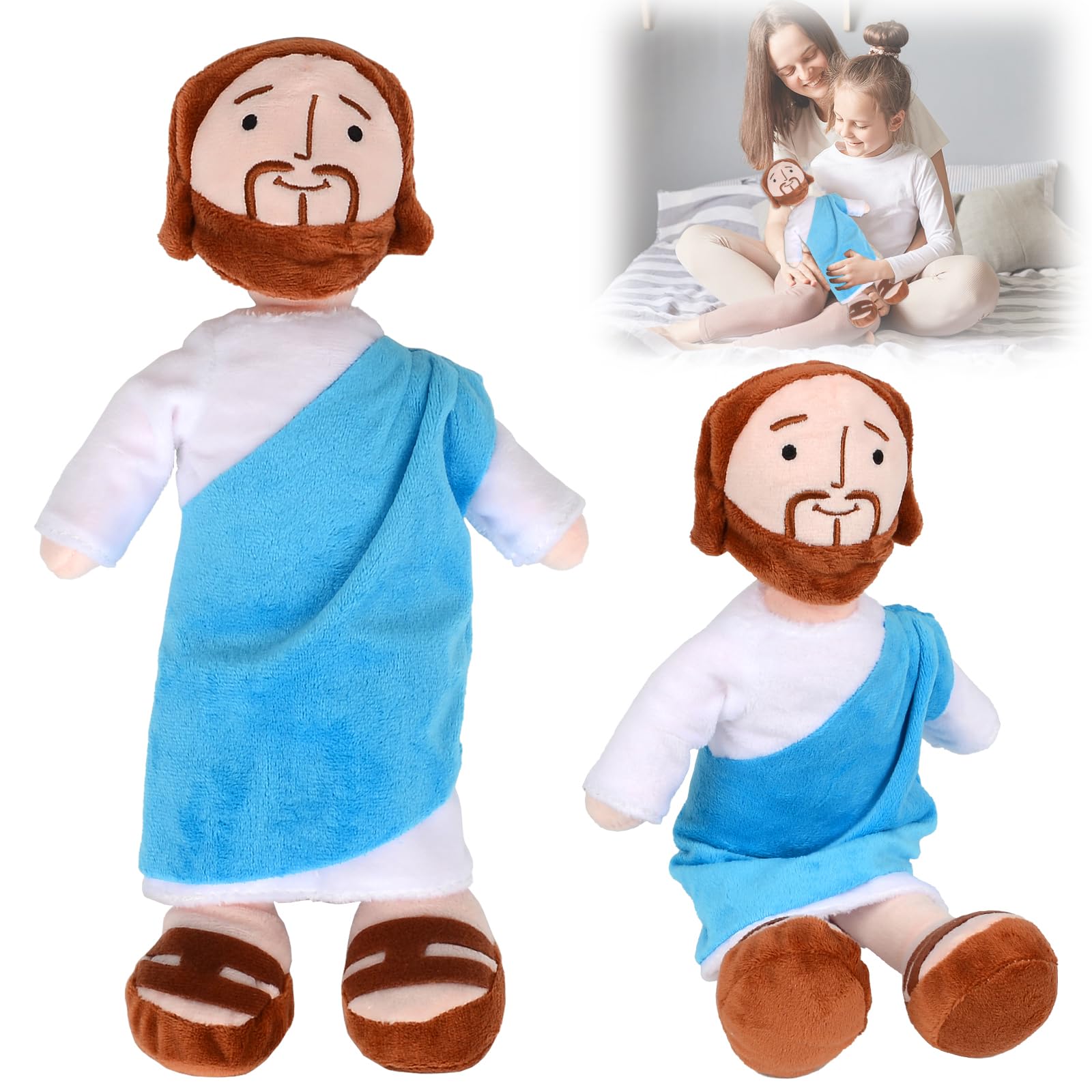 My Friend Jesus Plush Doll, Religious Christ Savior Figure Stuffed Toys, Soft Cartoon Jesus Plush Toy for Baby Gifts, Bedtime Companion Dolls, Christening Easter Gifts