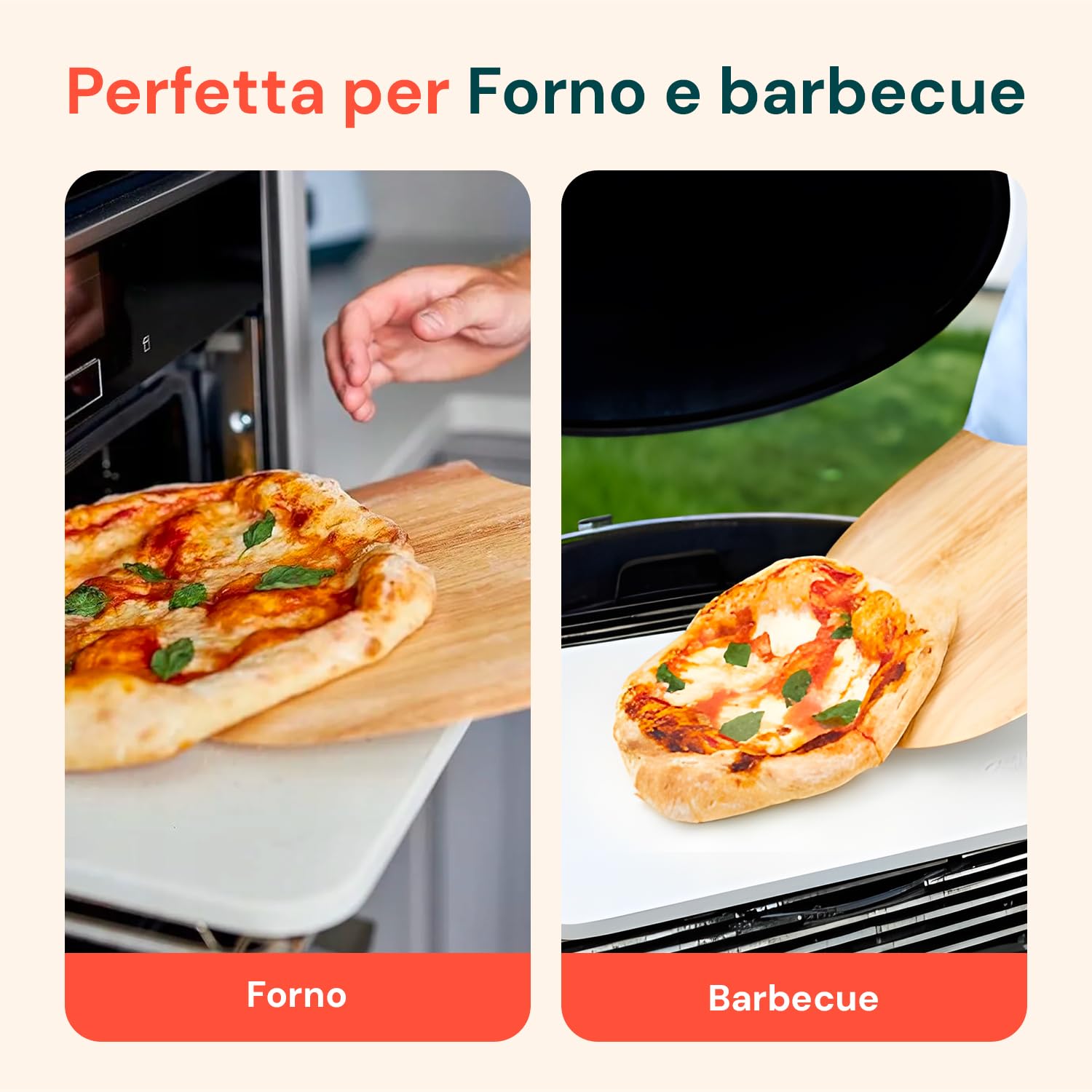 Avilia - Pietra Refrattaria con Pala in Legno Inclusa per Pizza, Resistente fino a 800°C, Cottura Uniforme e Croccante in Forno o Barbecue, Ideale per Pizza Fatta in Casa
